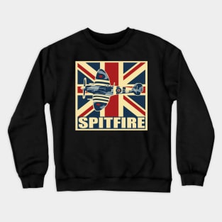 RAF Spitfire UK Aircraft Airplane Plane Vintage union Jack Crewneck Sweatshirt